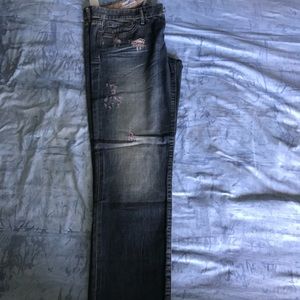 Gap distressed pink undertone jeans.